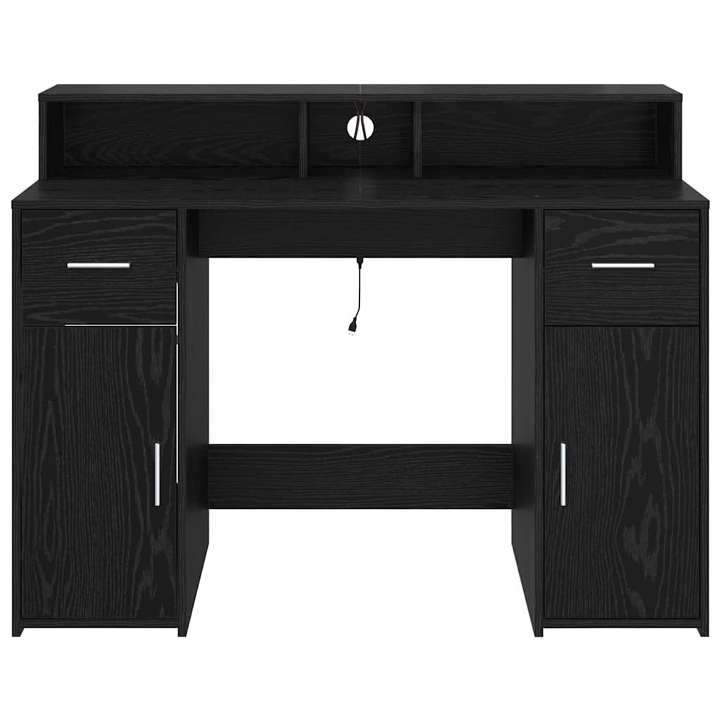 Desk with Drawer Black oak 120 x 55 x 91 cm Engineered wood